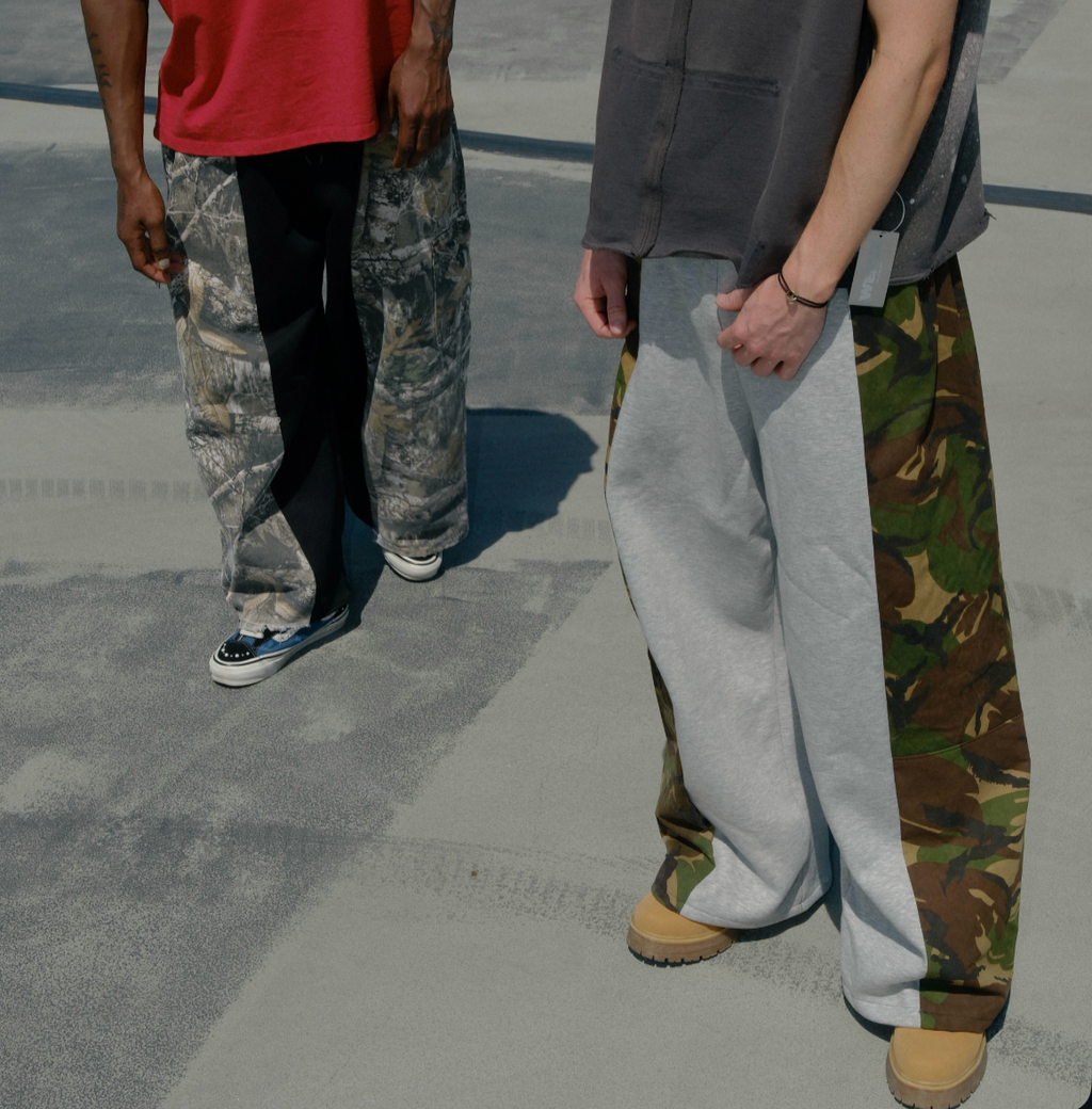 Half Camo Wide Leg Trousers